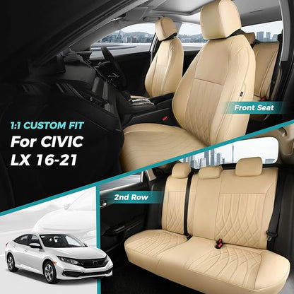 Seat Covers for Honda Civic Sedan LX 2016 2017 2018 2019 2020 2021, Faux - Image 7