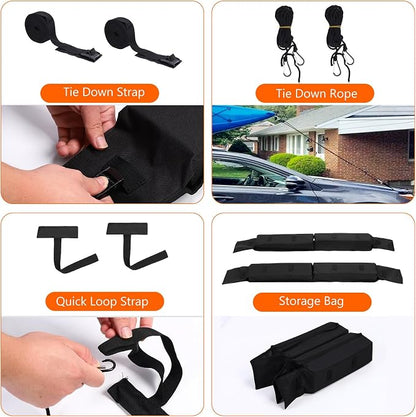Car Soft Roof Rack Black 600D Oxford Cloth EVA Foam Anti Slip Bottom Universal - Image 4