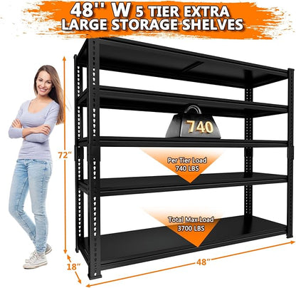 Storage Shelves Heavy Duty 4 PCS, 5-tier Adjustable Metal Industrial Utility - Image 3