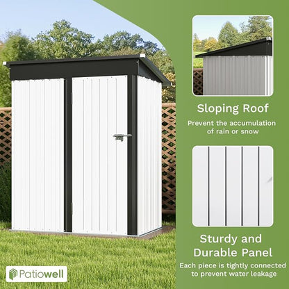 Patiowell 5x3 FT Outdoor Storage Shed, Garden Tool Shed - Image 4