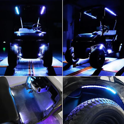 Roykaw Golf Cart Underglow LED Strip Lights Accent Neon Lighting Kit w/Canopy - Image 8