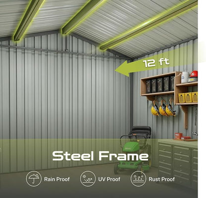 12x10 Ft Storage Shed Outdoor, XL Permanent Steel Building - Image 3
