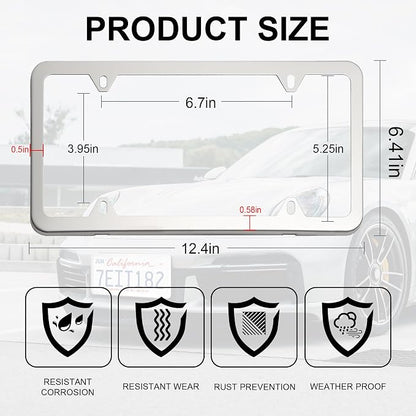 LivTee Chrome License Plate Frames, 4 Holes Stainless Steel License Plate Covers - Image 3