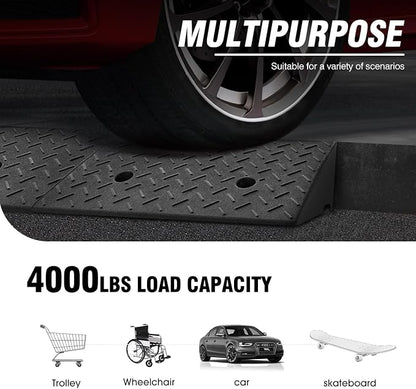 DNA MOTORING 1pcs 5.7" Rise Rubber Curb Ramp Heavy Duty Loading Driveway Ramp - Image 6