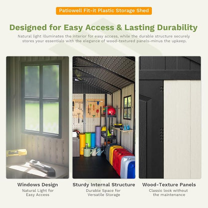 Patiowell 8 x 10 FT Resin Outdoor Storage Shed - Image 7