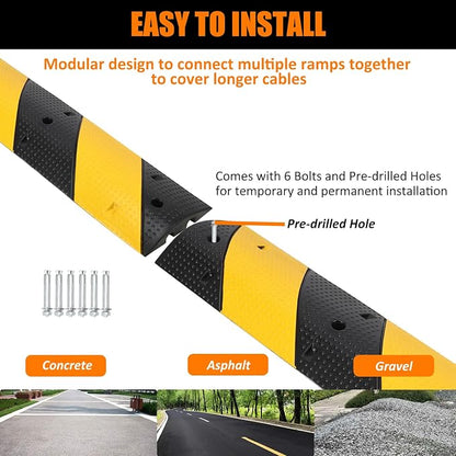 3.3 Ft Rubber Speed Bump, 2 Pack 2 Channel Modular Heavy Duty Speed Bumps Humps - Image 6