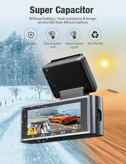 OMBAR Dash Cam 5G WiFi GPS, 3 Channel Dash Cam Front and Rear Inside - Image 6