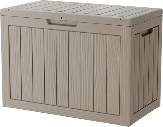 45 Gallon Lockable Resin Deck Box, Waterproof & UV-Resistant Outdoor Storage Box by Home