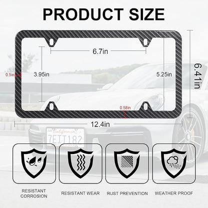 LivTee Carbon Fiber License Plate Frames, 4 Holes Stainless Steel License Plate - Image 3