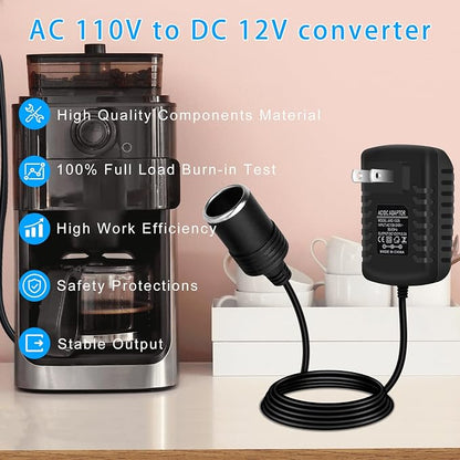 inShareplus 12V 2.5A 30W AC to DC Converter, 12 Volt Car Cigarette Lighter - Image 3