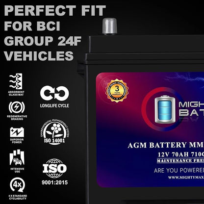 Mighty Max Battery MM-G24F Start and Stop Car BCI Group Size 24F 12V 70Ah - Image 4
