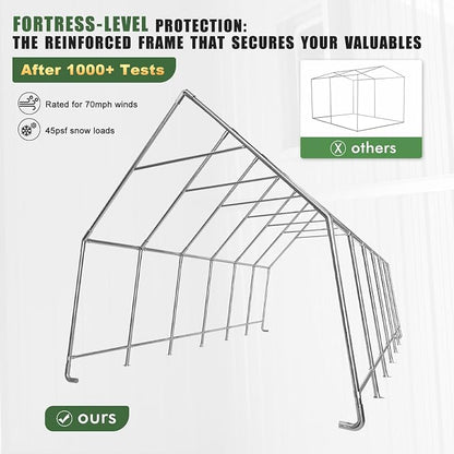 Portable Garage, 13 x 24 FT Heavy Duty RV Carport Canopy, Reinforced Steel - Image 2