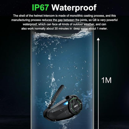 EJEAS Q8 2PC Motorcycle Bluetooth Headset, Upgraded Mesh 3.0 Intercom System - Image 6