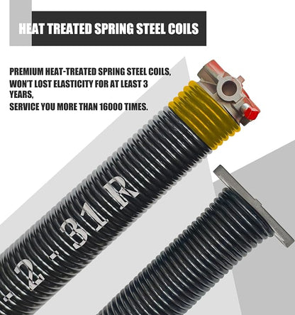 Garage Door Torsion Spring Set, Pair of 2" Electrophoresis Coated Garage Door - Image 2