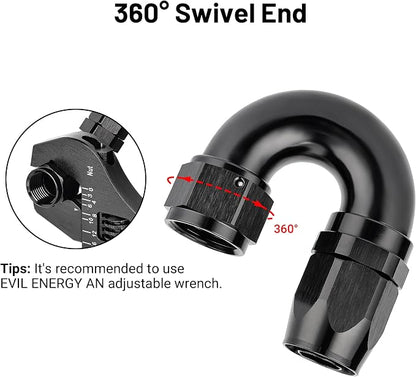 EVIL ENERGY 12AN 180 Degree One Piece Full Flow Hose End Fitting Swivel - Image 4