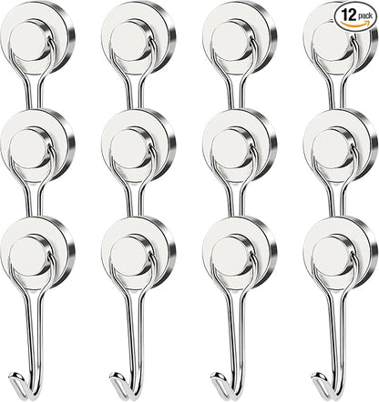 MIKEDE 12 Pack Magnetic Hooks, 40LB Heavy Duty Neodymium Magnet Hooks, Strong by MIKEDE