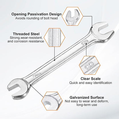 HARFINGTON 2pcs Double Open End Wrench 7mm x 8mm Metric 15 Degree Offset Angle - Image 4