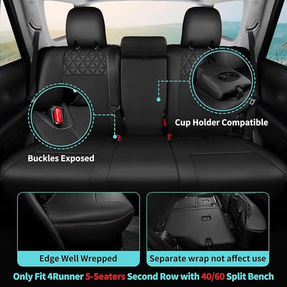 Seat Covers for Toyota 4Runner 2011-2024, Faux Leather Car Seat Cover Full Set - Image 3