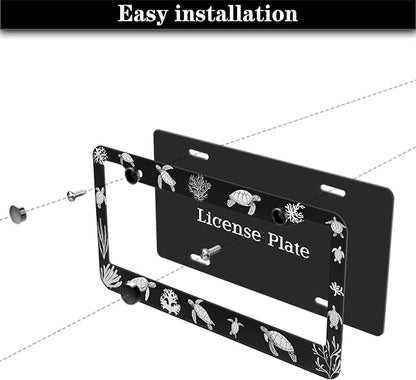Automotive Exterior Accessories Black and White License Plate Frames Turtle - Image 7