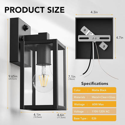 PARTPHONER Dusk to Dawn Outdoor Light Fixtures, Waterproof Exterior Wall Sconce - Image 4