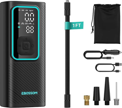 Tire Inflator Portable Air Compressor, 150 PSI Mini Car Air Pump by EBOSSOM
