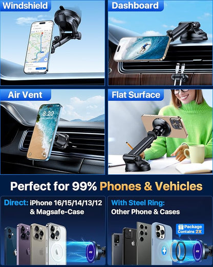HTU for MagSafe Car Phone Mount Magnetic Phone Holder for Windshield Vent - Image 7