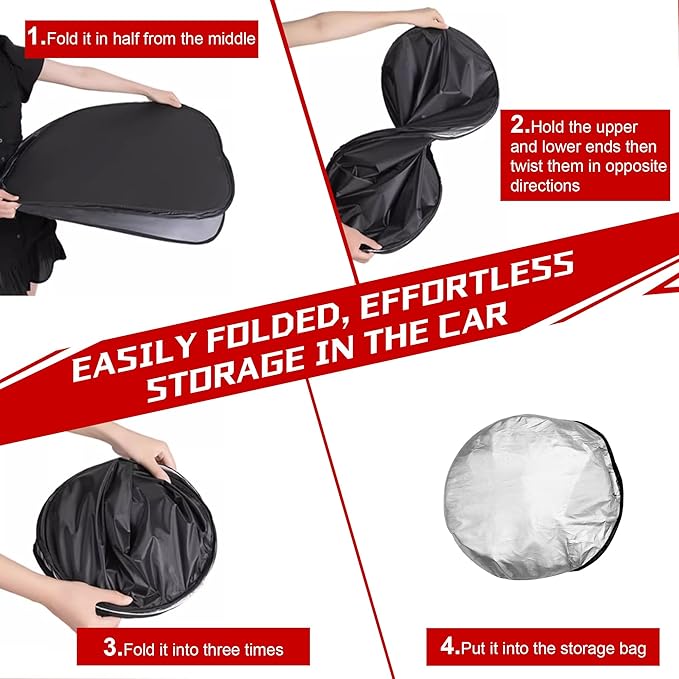 Windshield Sun Shade for 2013-2021 Ford Fusion Foldable Sun Sunshade for Car - Image 7