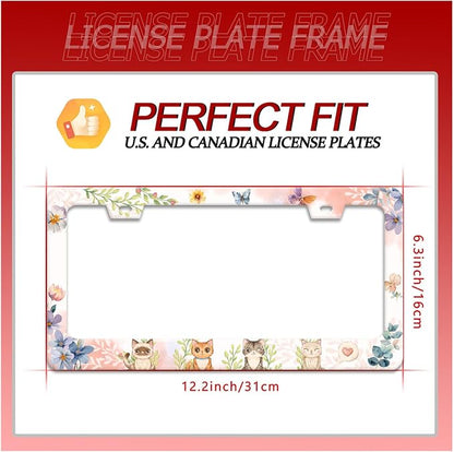 Cat License Plate Frame Beautiful Butterflies Flowers License Plate Holder - Image 2