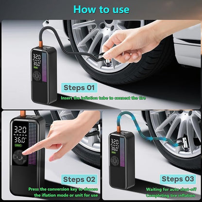 Tire Inflator Portable Air Compressor, 150 PSI Cordless Air Pump, Dual Power - Image 7