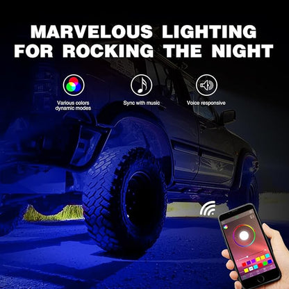 Nilight RGB LED Rock Lights Kit, 6 pods Underglow Multicolor Neon Pod - Image 2