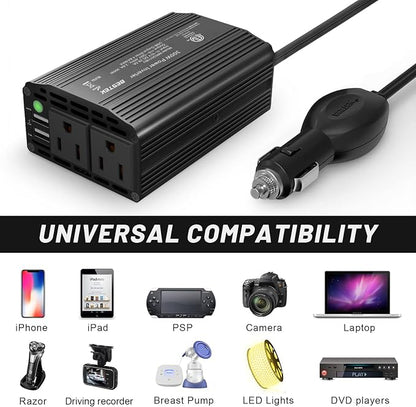 BESTEK 300W Power Inverter DC 12V to 110V AC, Durable Aluminum Housing Car - Image 3