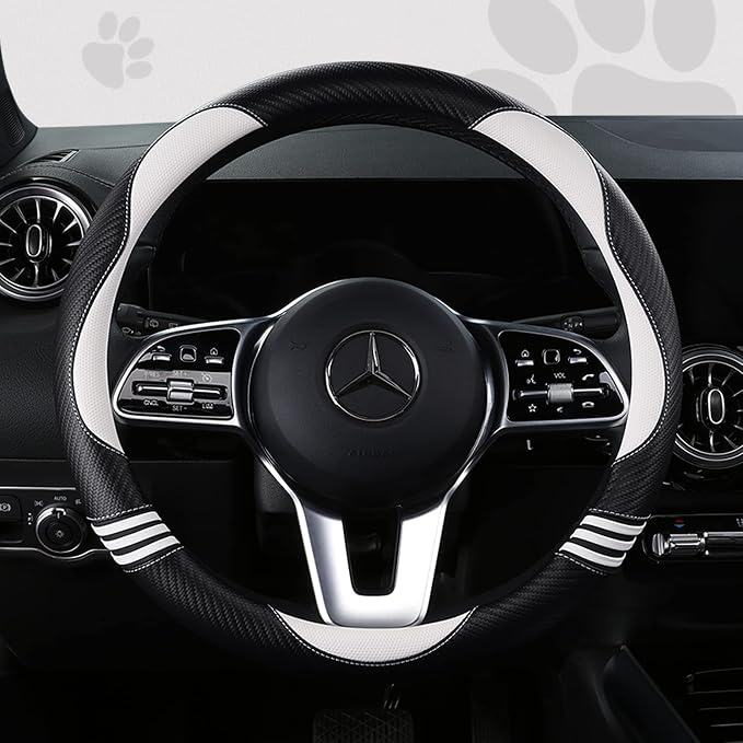 Car Steering Wheel Covers for Women Girl Padded Carbon Fiber PU Leather Cute - Image 2