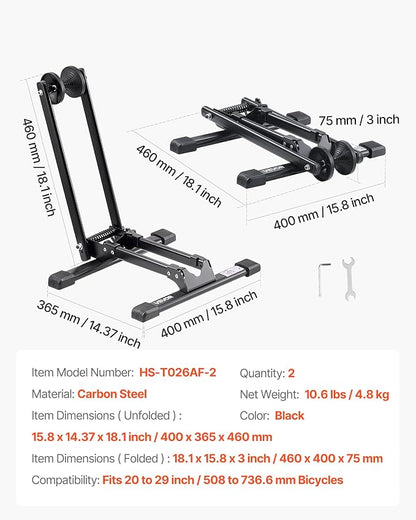 VEVOR Bike Racks 2 Pack, Fits 20 to 29 Inch Mountain & Road Bikes, Alloy Steel - Image 7