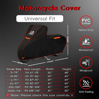 Motorcycle Cover | Heavy Duty PVC | Soft Inner Cotton | Waterproof Outdoor | - Image 2
