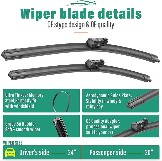 24" 20" 13" Windshield Wiper Blades Replacement - Image 3