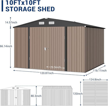 UDPATIO Outdoor Storage Shed 10x10 FT, Outside Sheds & Outdoor Storage Metal - Image 4