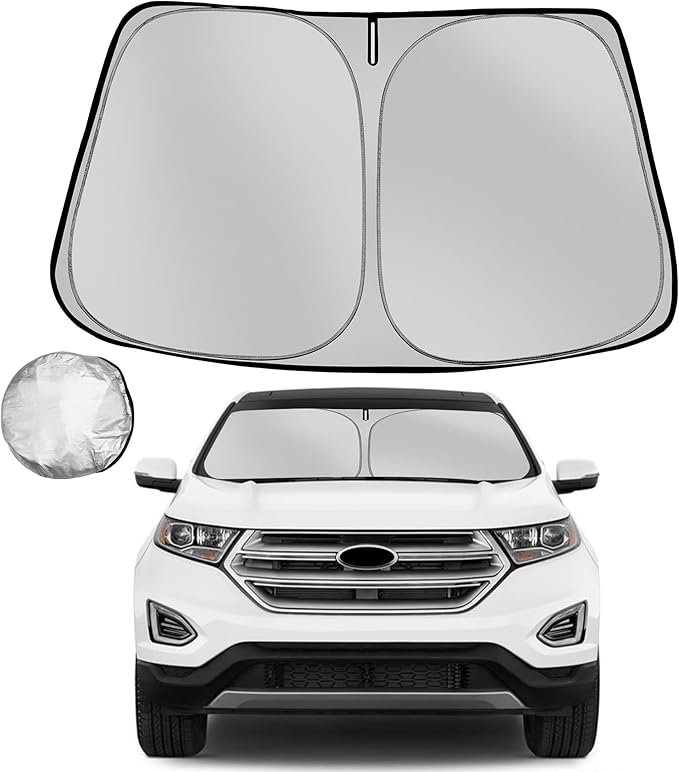 Windshield Sun Shade for 2015-2024 Ford Edge Foldable Sun Sunshade for Car by Fonowka