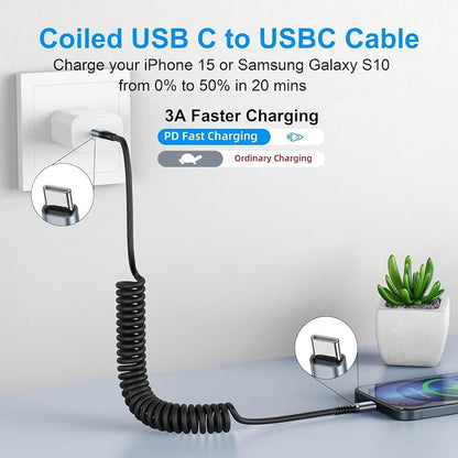 2Pack Coiled USB C to USB C Charger Cable - Image 2