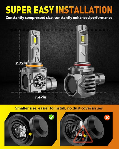 9005/HB3 LED Bulbs, 000LM 10X Super Brighter, 1:1 Halogen Size, 6500K Cool White - Image 4