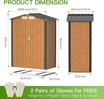 Outdoor Storage Shed, 5x3 Ft Metal Steel Tiny House - Image 2