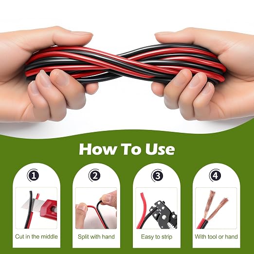 10 Gauge Wire 25FT, 10AWG Red Black Electrical Wire LED Strips Extension Cord - Image 4