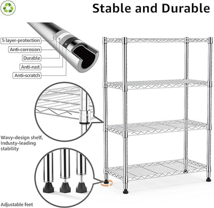 1000 lbs Storage Shelving 4-Tier Utility Shelving Unit Steel Organizer Wire Rack - Image 4
