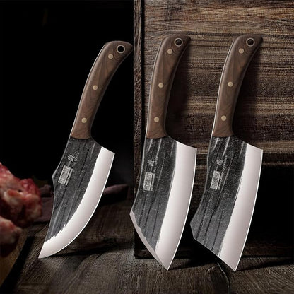 Butcher Knife Set, 3-Piece High Carbon Steel Serbian Chef Knife Set of Heavy - Image 6
