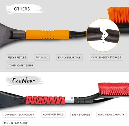 EcoNour 27" Aluminum Car Snow Scraper and Brush | Weaved Bristle Head - Image 5