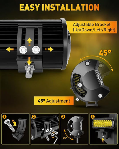 NAOEVO 7 Inch Yellow LED Light Bar, 240W 24, 000LM Offroad Fog/Driving Lights - Image 6