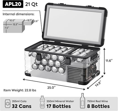 ICECO APL20 Portable Refrigerator, 21 Qts 12 Volt Fridge Freezer, Aluminum Car - Image 2