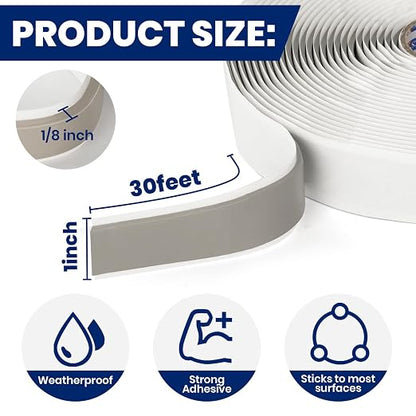 ADHES Premium Butyl Sealant Tape 1" x 30 'x 1/8" Gray Butyl Rubber Sealant Tape - Image 2