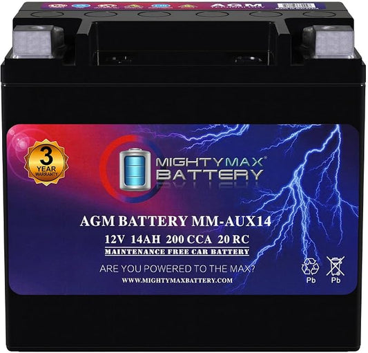 Mighty Max Battery MM-AUX14 Auxiliary Battery 12V 14Ah, 200 CCA Rechargeable by Mighty+Max+Battery