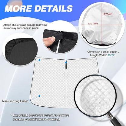 Windshield Sun Shade for Jeep Grand Cherokee 2011-2021 Thicken 6-Layer Foldable - Image 5