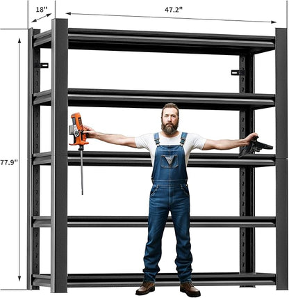 78" H 47.2" Wide Garage Shelving, Thickened Heavy Duty Metal Shelving - Image 2